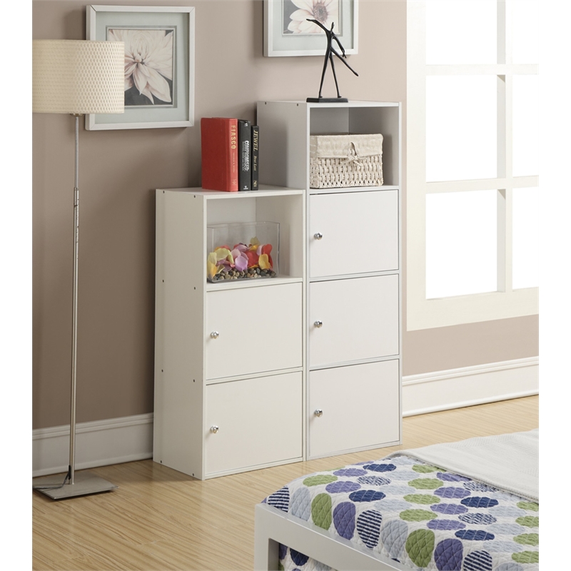 Convenience Concepts Xtra Storage Two-Door Bookcase in White Wood Finish