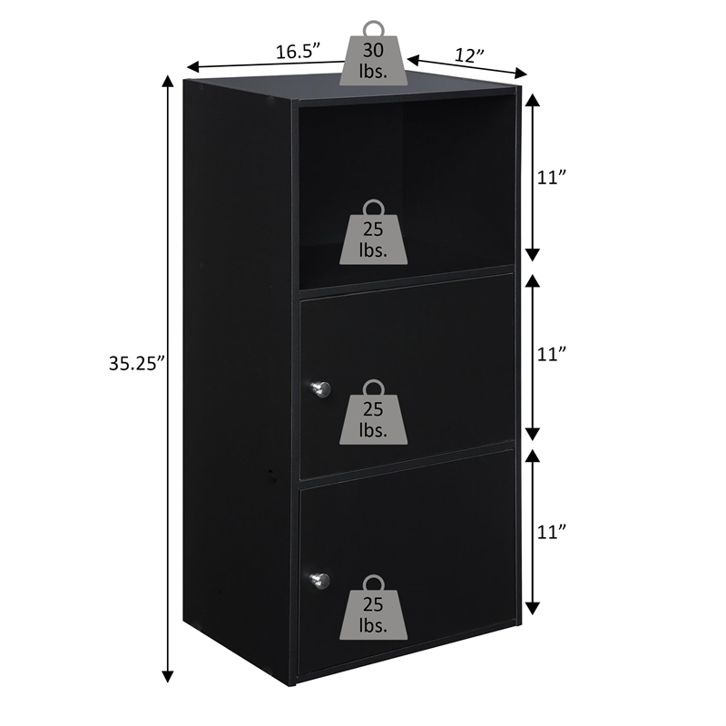 Convenience Concepts Xtra Storage Two-Door Bookcase in White Wood Finish