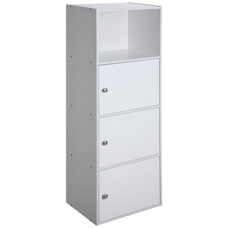 Convenience Concepts Xtra Storage Three-Door Bookcase in White Wood Finish