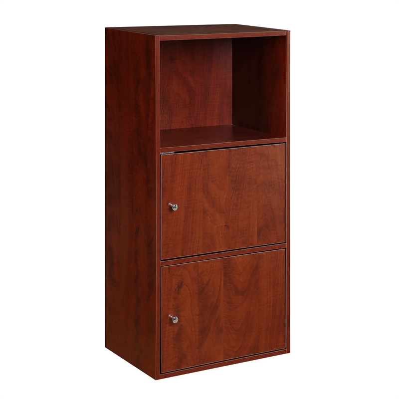 Convenience Concepts Xtra Storage Two-Door Bookcase in Cherry Wood Finish