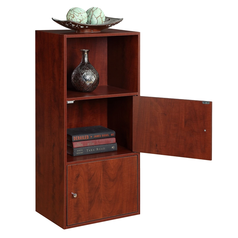 Convenience Concepts Xtra Storage Two-Door Bookcase in Cherry Wood Finish