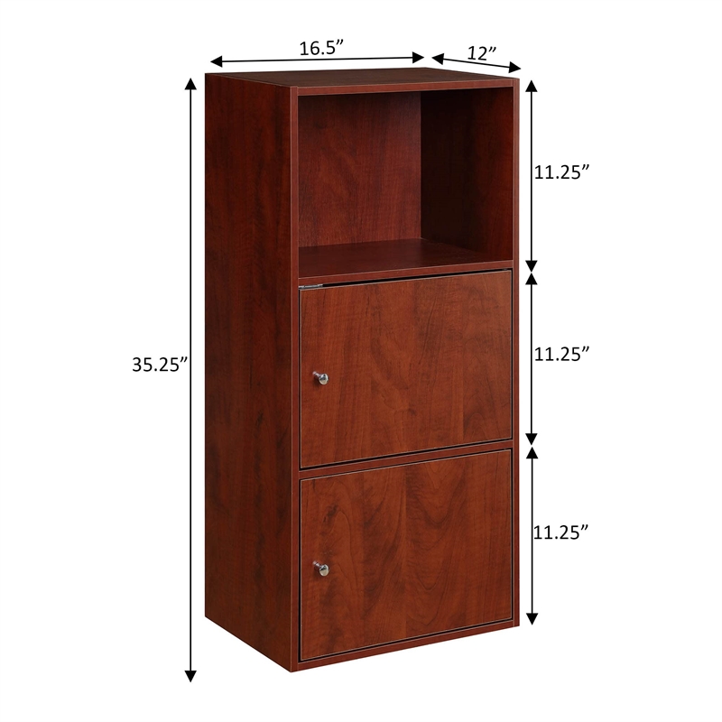 Convenience Concepts Xtra Storage Two-Door Bookcase in Cherry Wood Finish