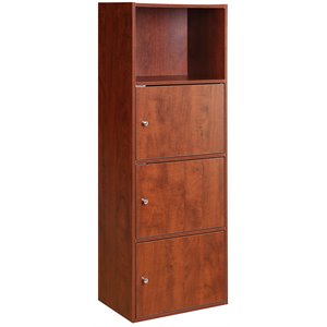 Convenience Concepts Xtra Storage Three-Door Bookcase in Cherry Wood Finish