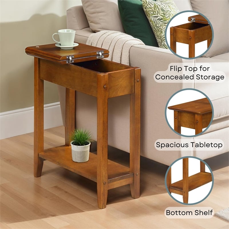 Convenience Concepts American Heritage Flip Top End Table in Walnut Wood