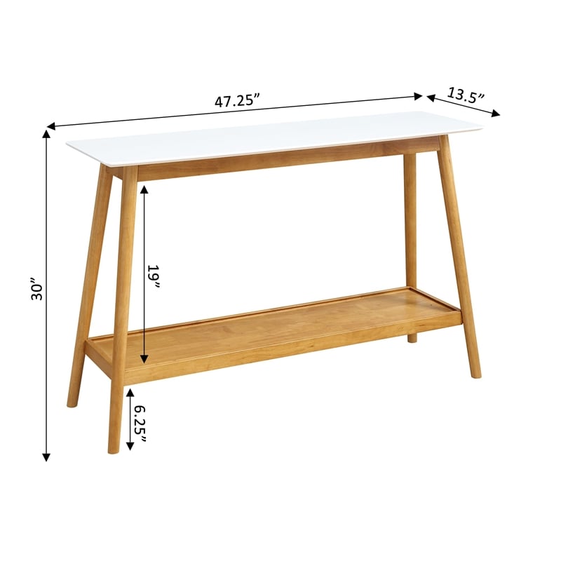 Convenience Concepts Oslo Console Table in White and Natural Wood Finish