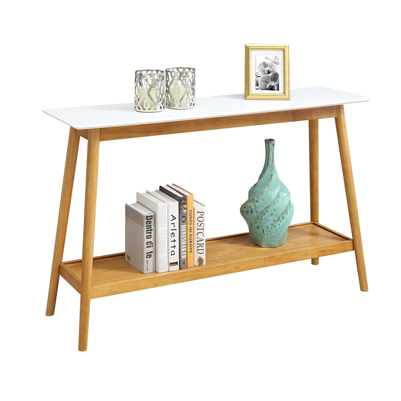 Convenience Concepts Oslo Console Table in White and Natural Wood Finish