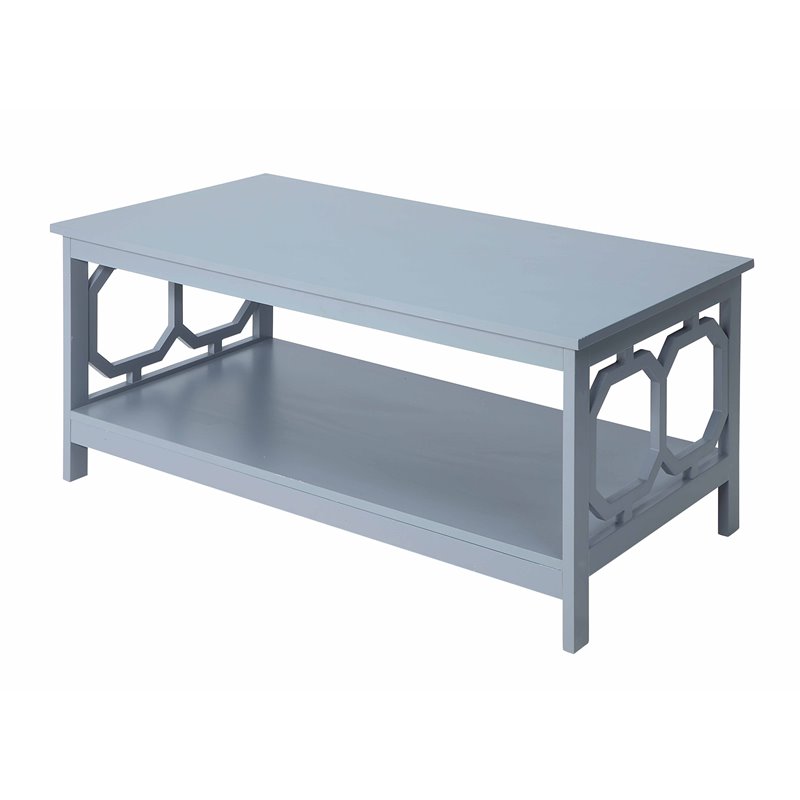 Convenience Concepts Omega Coffee Table in Gray Wood Finish with Shelf
