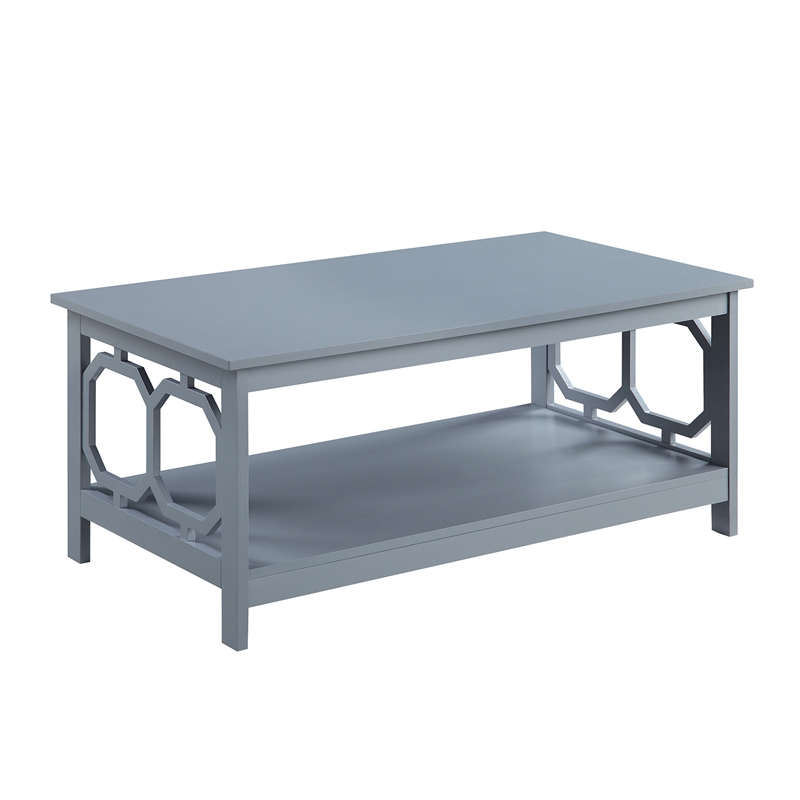 Convenience Concepts Omega Coffee Table in Gray Wood Finish with Shelf