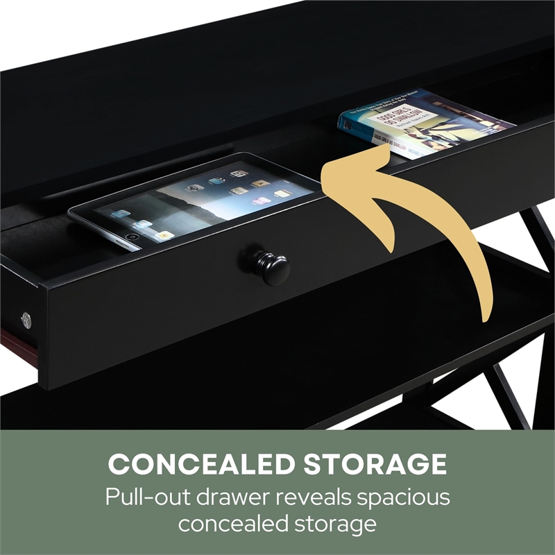 Convenience Concepts Oxford  Console Table with Drawer in Black Wood Finish