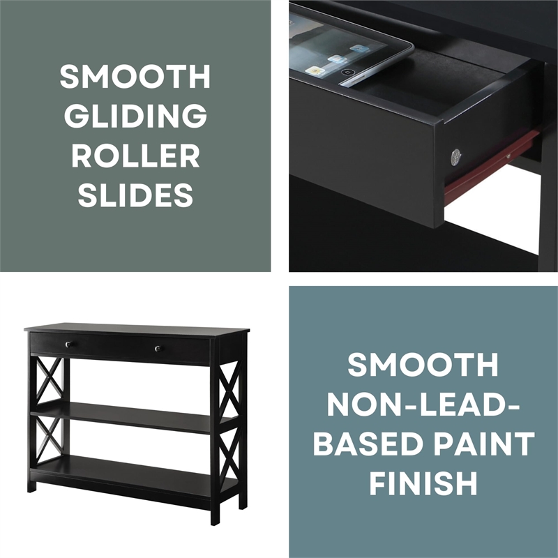 Convenience Concepts Oxford  Console Table with Drawer in Black Wood Finish