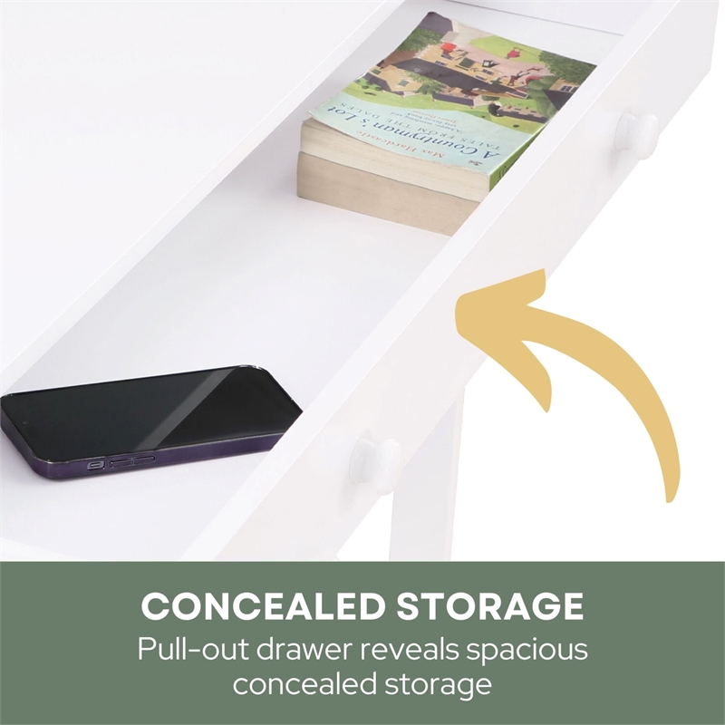 Convenience Concepts Oxford  Console Table with Drawer in White Wood Finish