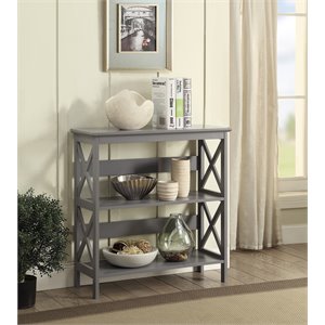 convenience concepts oxford three-tier bookcase in gray wood finish