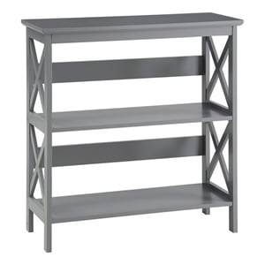 Convenience Concepts Oxford Three-Tier Bookcase in Gray Wood Finish