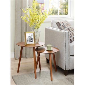convenience concepts oslo java nesting end tables in cherry wood finish