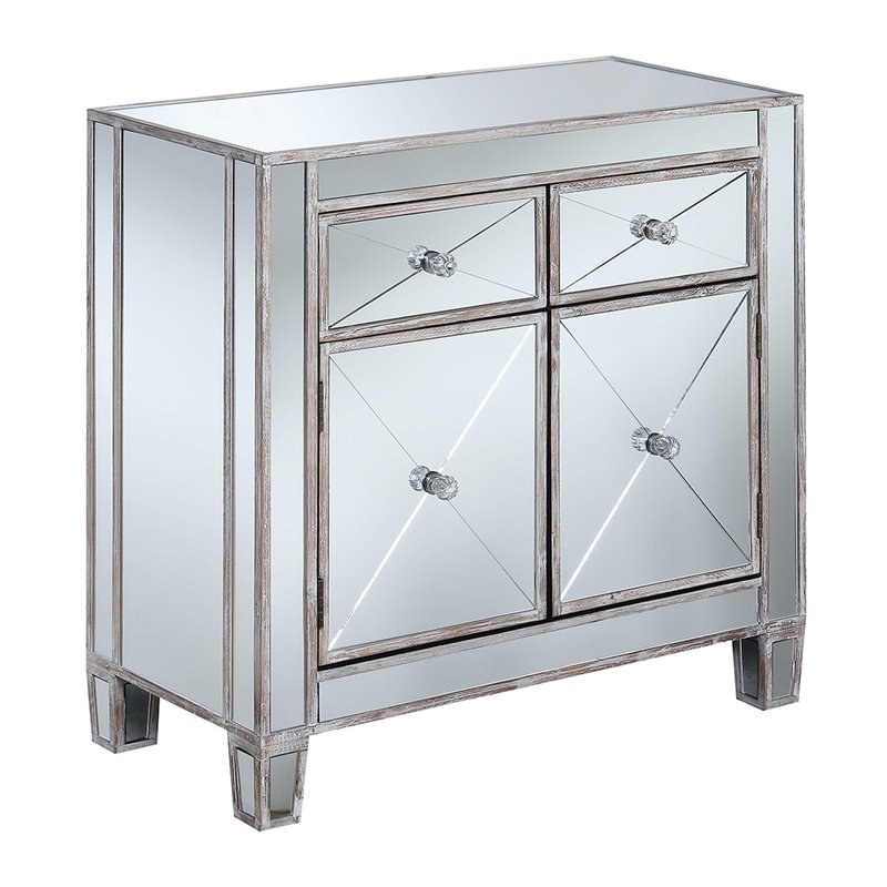 Gold Coast Vineyard TwoDrawer in Mirrored Glass and White Wood
