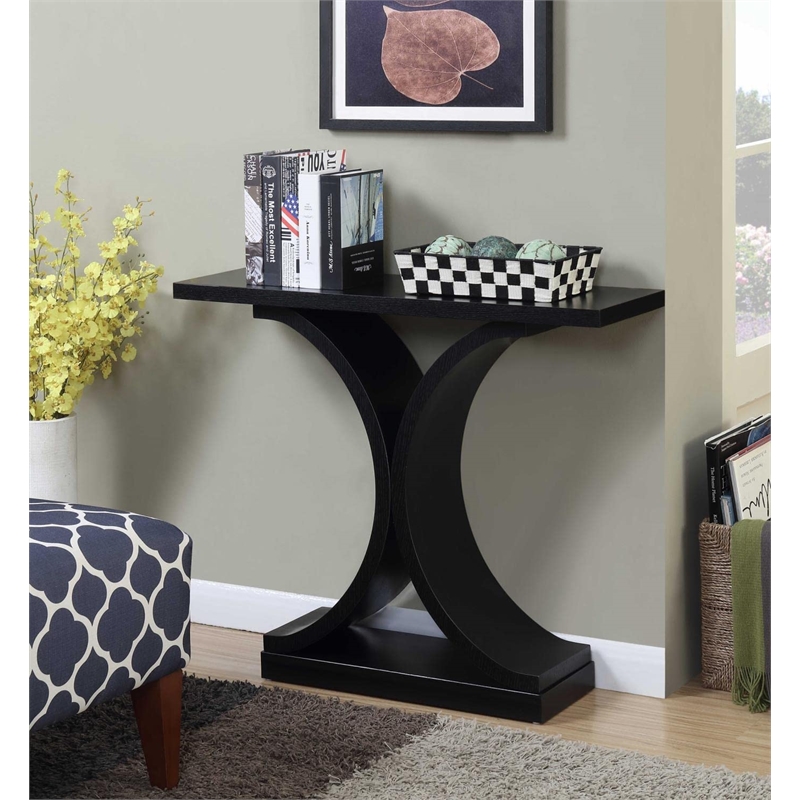 Convenience Concepts Newport Infinity Console Table in Black Wood Finish