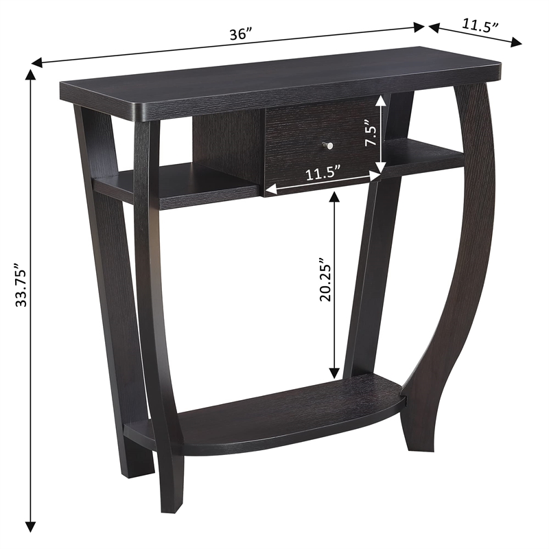 Convenience Concepts Newport Dorchester Console Table in Espresso Wood Finish
