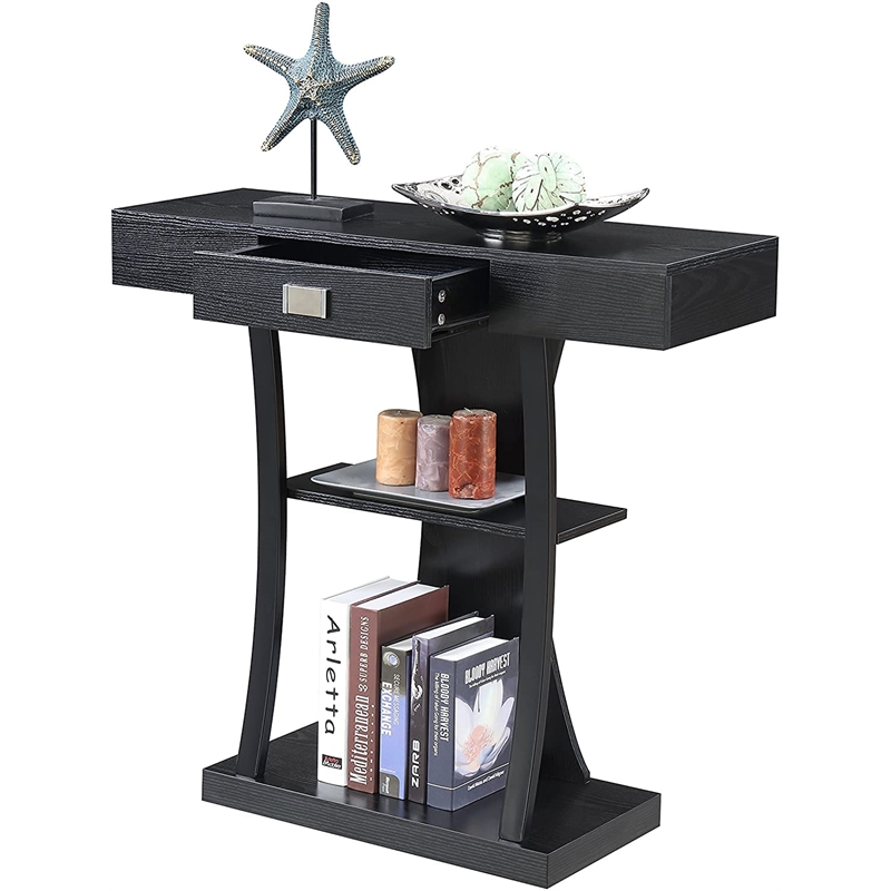 Convenience Concepts Newport Harri Console Table in Black Wood Finish