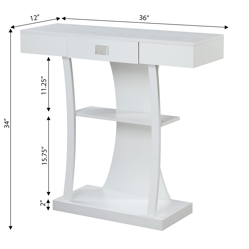 Convenience Concepts Newport Harri Console Table in White Wood Finish