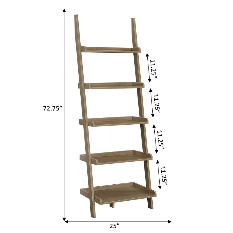 Natural wood store ladder bookshelf