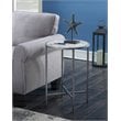 Convenience Concepts Gold Coast Faux Marble Round End Table- Silver Metal Frame