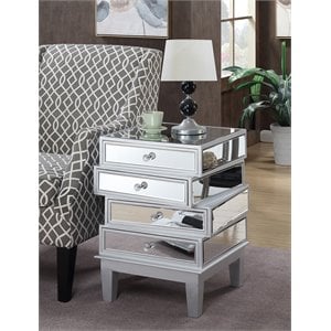 Gold Coast J Daniels  End Table in Mirrored Glass and Silver Wood Finish