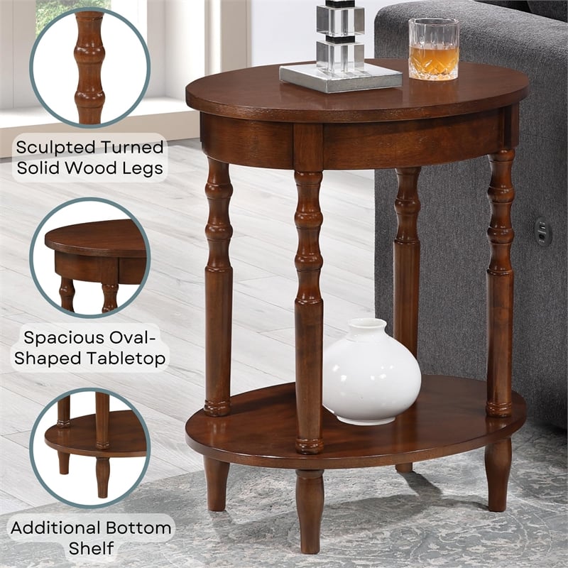 Convenience Concepts Classic Accents Brandi Oval End Table in Black Wood Finish