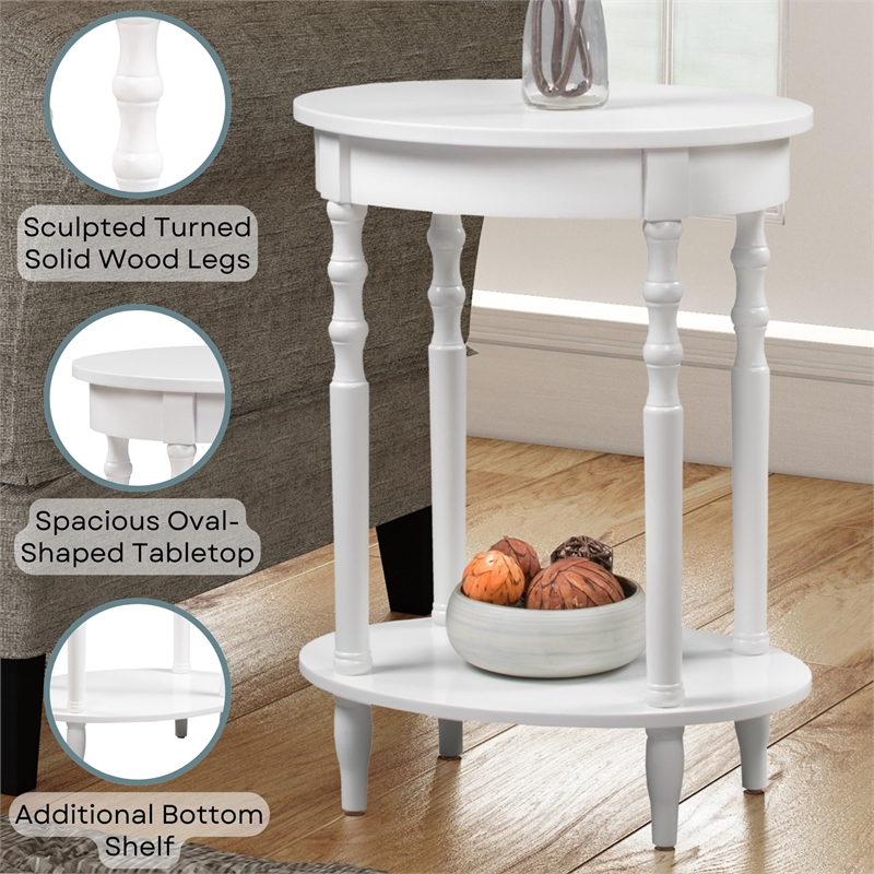 Convenience Concepts Classic Accents Brandi Oval End Table in White Wood Finish