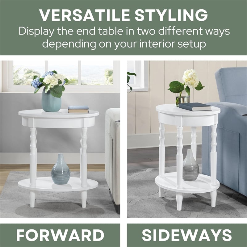 Convenience Concepts Classic Accents Brandi Oval End Table in White Wood Finish