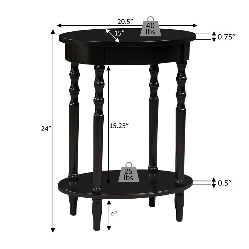 Convenience Concepts Classic Accents Brandi Oval End Table in White Wood Finish