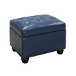 Designs4Comfort 5th Avenue Storage Ottoman in Blue Faux Leather Fabric