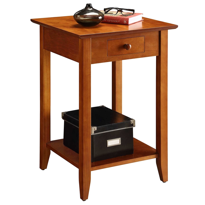 Convenience Concepts American Heritage End Table with Drawer in Cherry Wood
