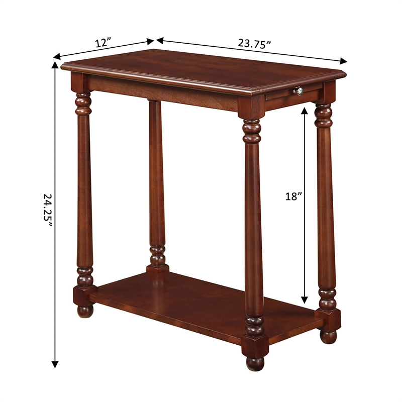 Convenience Concepts French Country Regent End Table in Mahogany Wood Finish