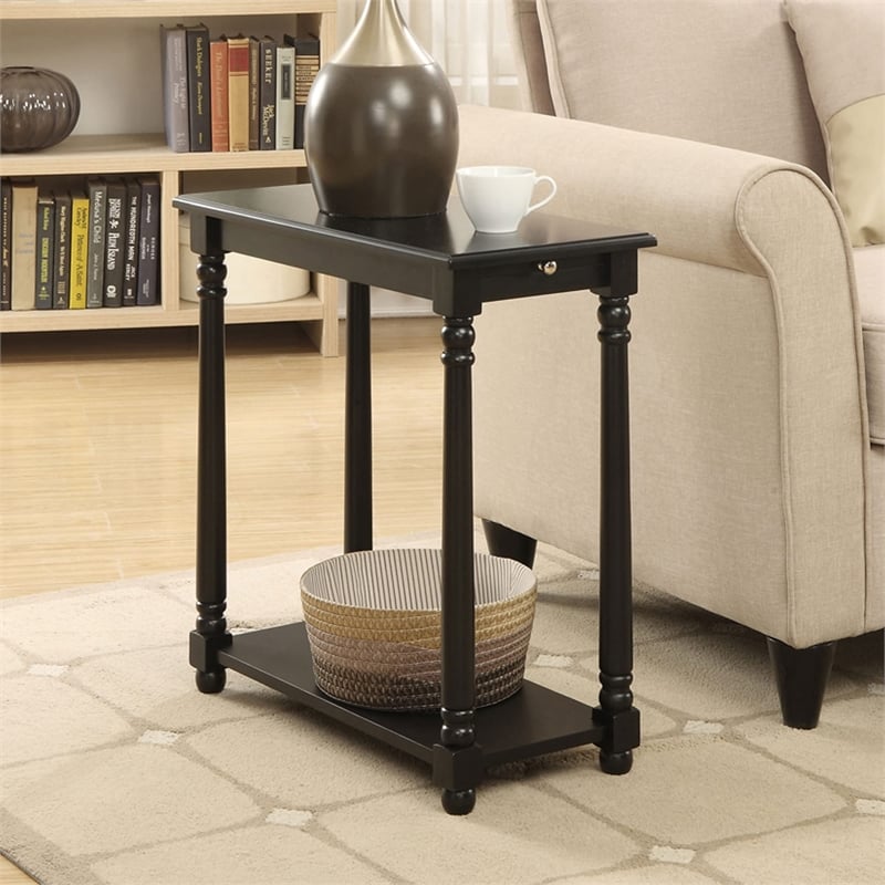 Convenience Concepts French Country Regent End Table in Black Wood Finish