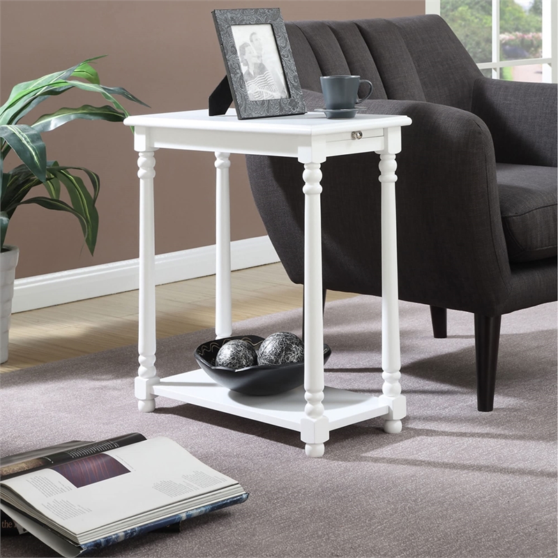 Convenience Concepts French Country Regent End Table in White Wood Finish