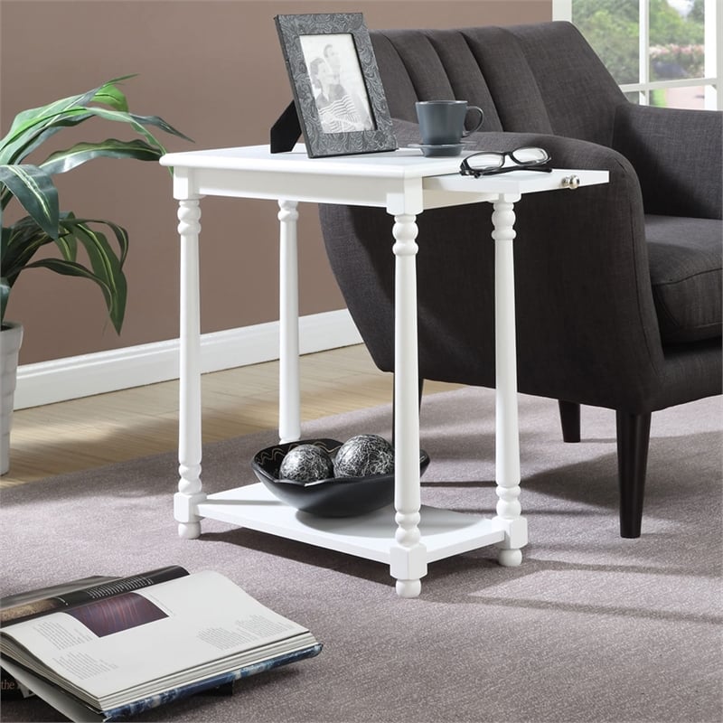 Convenience Concepts French Country Regent End Table in White Wood Finish