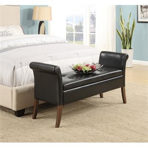 convenience concepts designs4comfort garbo storage bench in black faux leather