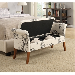 convenience concepts designs4comfort garbo storage bench- beige botanical fabric
