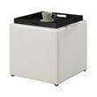Designs4Comfort Park Avenue Single Ottoman with Stool in White Faux Leather