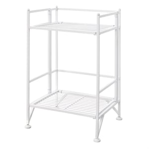 Convenience Concepts Xtra Storage Two-Tier Folding Shelf in White Metal Finish