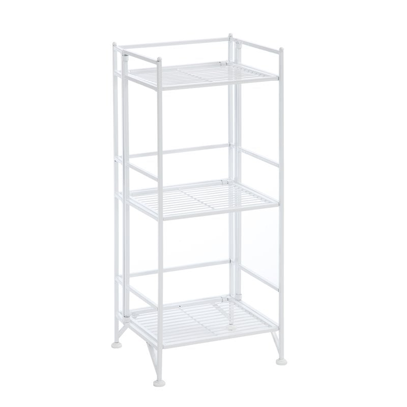 Convenience Concepts Xtra Storage Three-Tier Folding Shelf in White Metal Finish
