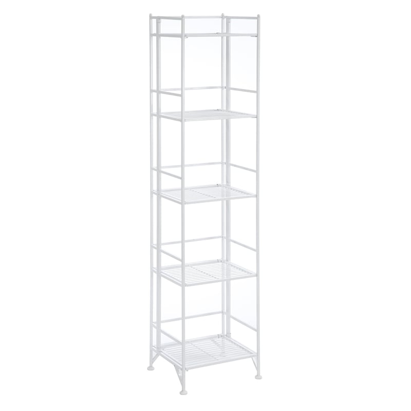 Convenience Concepts Xtra Storage Five-Tier Folding Shelf in White Metal Finish