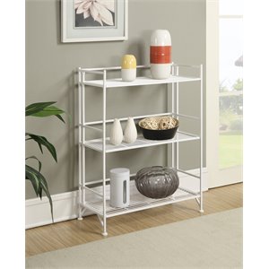 convenience concepts xtra storage three-tier wide folding shelf in white metal