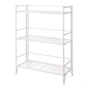 Convenience Concepts Xtra Storage Three-Tier Wide Folding Shelf in White Metal