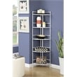 Convenience Concepts Xtra Storage Five-Tier Folding Corner Shelf in White Metal