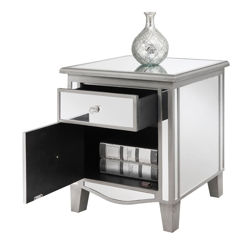 Convenience Concepts Gold Coast Park Lane Mirrored End Table In Convenience Concepts Gold Coast Park Lane Mirrored End Table In Mirror And Silver 413551s