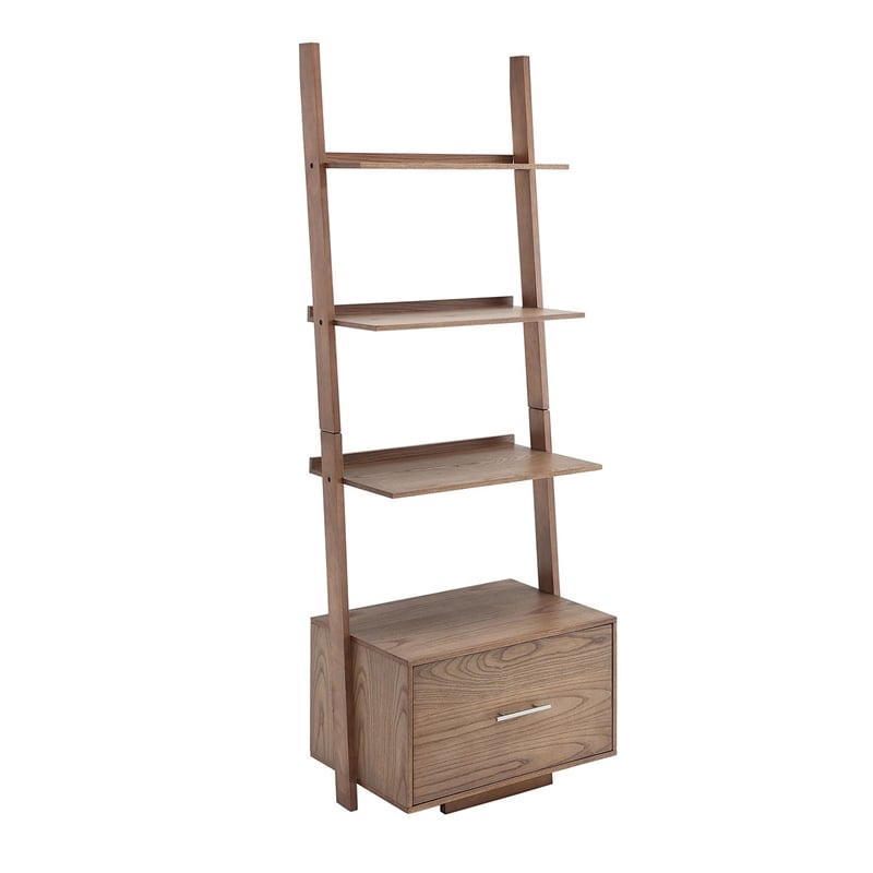 American Heritage Ladder Bookcase with Drawer in Caramel Driftwood Wood Finish