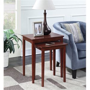 convenience concepts american heritage nesting end tables- mahogany wood finish