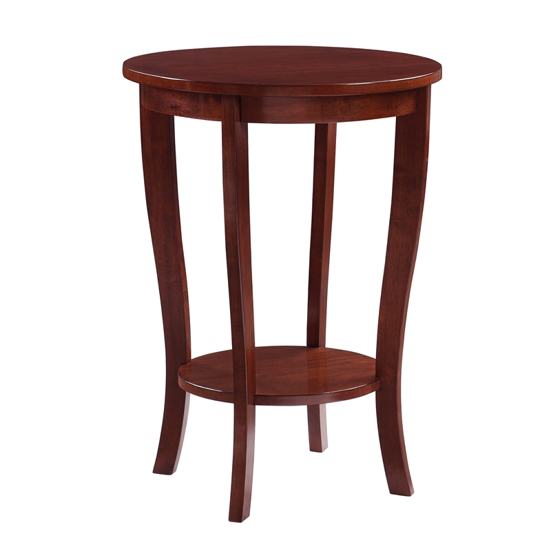 Convenience Concepts American Heritage Round End Table in Mahogany Wood Finish