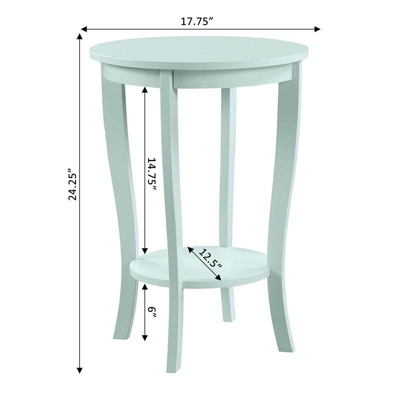 Convenience Concepts American Heritage Round End Table in Sea Foam Green Wood